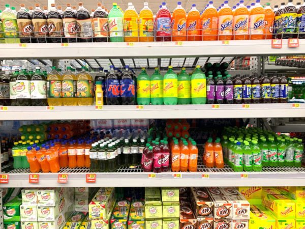 Variety of Soft Drinks in a Refrigeration Display Case